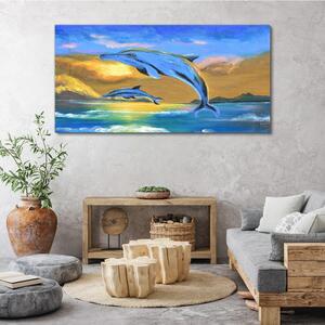 Obraz na plátně Obraz na plátně Abstrakce Dolphins Sun