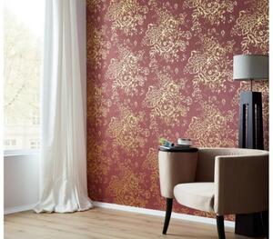 Textilní tapeta na zeď Metallic Silk 30657-6 | 0,53 x 10,05 m | červená, zlatá | A.S. Création