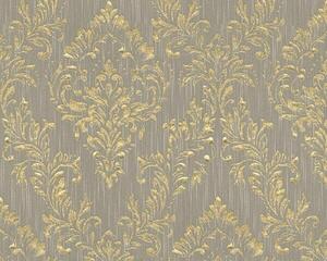 Textilní tapeta na zeď Metallic Silk 30659-3 | 0,53 x 10,05 m | šedá, zlatá | A.S. Création