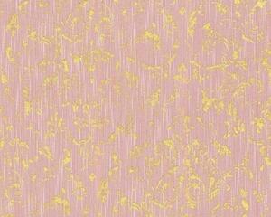 Textilní tapeta na zeď Metallic Silk 30660-4 | 0,53 x 10,05 m | růžová, zlatá | A.S. Création