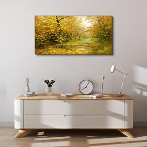 Obraz na plátně Obraz na plátně Lesní řeka podzimní volně žijících živočichů