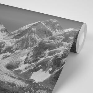 Fototapeta černobílé zasněžené pohoří