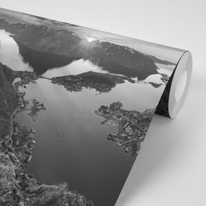 Fototapeta horská panorama v černobílém provedení
