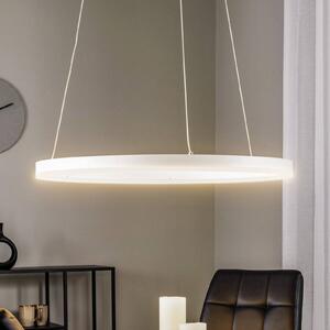 Arcchio Závěsné světlo Albiona, bílé, 1 kruh, Ø 60 cm, stmívatelný, Bílá / opál, Kuchyň, kov, Moderní