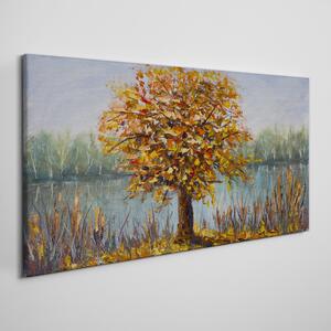 Obraz na plátně Obraz na plátně Jezero stromy podzimní listí