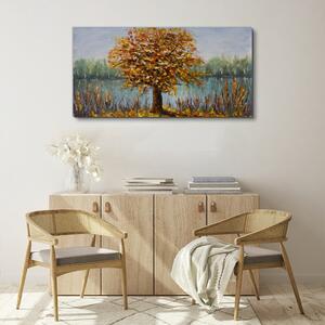 Obraz na plátně Obraz na plátně Jezero stromy podzimní listí