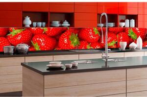 DIMEX | Fototapeta do kuchyně Jahody KI-350-025 | 350 x 60 cm | zelená, červená