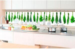 DIMEX | Fototapeta do kuchyně Bylinky KI-350-007 | 350 x 60 cm | zelená, bílá