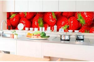 DIMEX | Fototapeta do kuchyně Jahody KI-350-025| 350 x 60 cm |zelená, červená