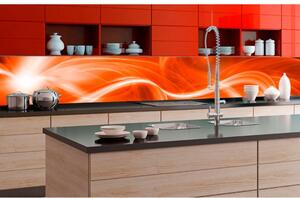 DIMEX | Fototapeta do kuchyně Oranžový abstrakt KI-350-037 | 350 x 60 cm | červená, bílá, oranžová