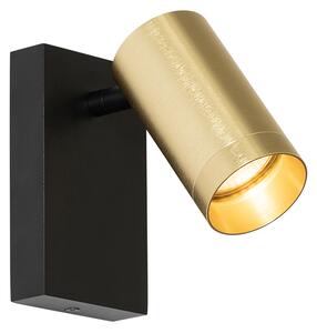 Nástěnné svítidlo černé se zlatým nastavitelným vypínačem - Jeana Luxe