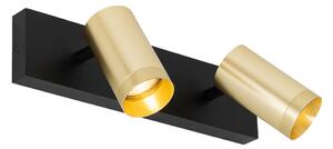 Stropní bodové svítidlo černé se zlatým nastavitelným 2-světlem - Jeana Luxe