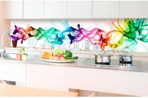 DIMEX | Fototapeta do kuchyně Barevný kouř KI-350-073 | 350 x 60 cm | vícebarevná, bílá