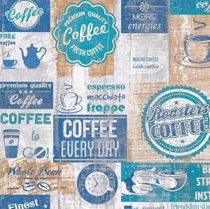 Papírové tapety na zeď Simply Decor 33480-4, rozměr 10,05 m x 0,53 m, retro coffee modré, A.S.Création