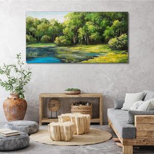Obraz na plátně Obraz na plátně Las Lake keře příroda