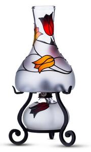 Bohemia Crafts Petrolejová lampa z českého křišťálu ručně zdobená moderními technikami ve stylu Tiffany – Tulipány 03T03