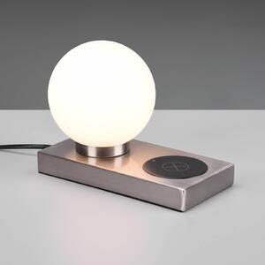 Stolní lampa Chloe s nabíjecí stanicí, nikl