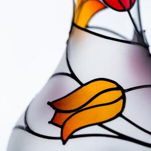 Bohemia Crafts Petrolejová lampa z českého křišťálu ručně zdobená moderními technikami ve stylu Tiffany – Tulipány 03T03