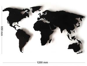 WORLD MAP D 3 dekorace - mapa světa černá