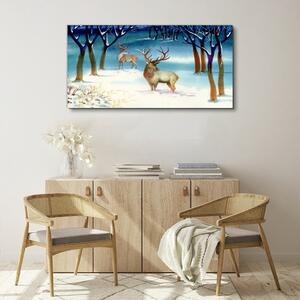 Obraz na plátně Obraz na plátně Zimní sníh jelen strom