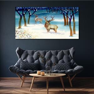 Obraz na plátně Obraz na plátně Zimní sníh jelen strom