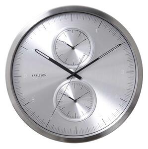 KARLSSON Nástěnné hodiny Multiple Time stříbrné ∅ 50 cm