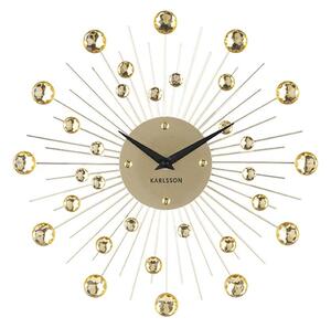 KARLSSON Nástěnné hodiny Sunburst střední zlaté krystaly ∅ 30 cm