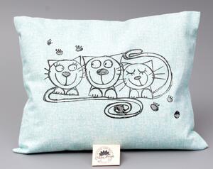 Pohankový polštář s levandulí - tyrkysový tři kočky