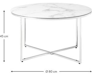 Kulatý konferenční stolek se skleněnou deskou v mramorovém vzhledu Antigua