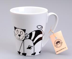 Porcelán hrnek 0,2 L - černobílá kočka