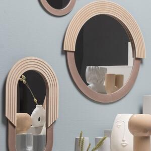 Hoorns Dřevěné kulaté nástěnné zrcadlo Zebina 29 cm