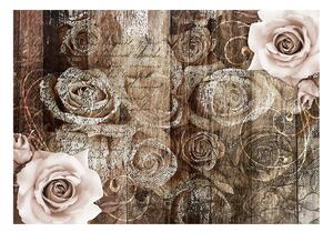 Fototapeta - Staré dřevo a růže 250x175 + zdarma lepidlo