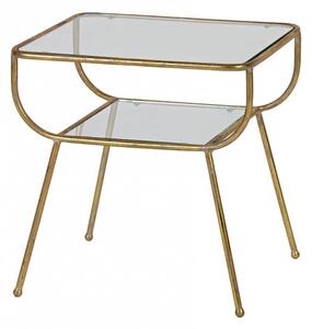 Měděný Kovový odkládací stolek s prosklenou deskou Amazing 47 × 47 × 40,5 cm BEPUREHOME