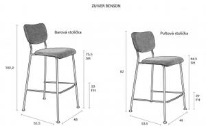 ZUIVER BENSON barová židle tyrkysová