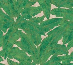 A.S. Création | Vliesová tapeta na zeď Metropolitas Stories 36927-3 | 0,53 x 10,05 m | béžová, zelená, metalická