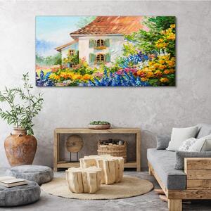 Obraz na plátně Obraz na plátně Venkovy květiny dům příroda