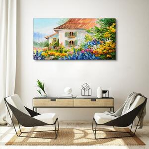 Obraz na plátně Obraz na plátně Venkovy květiny dům příroda