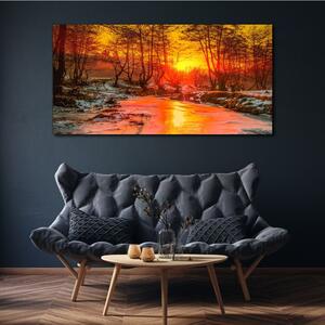 Obraz na plátně Obraz na plátně Lesní řeka Sněhová příroda