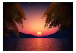 Samolepící fototapeta - Romantický západ slunce na pláži 98x70