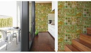 A.S. Création | Vliesová tapeta na zeď Versace 37048-2 | 0,70 x 10,05 m | zelená, bílá, zlatá, hnědá