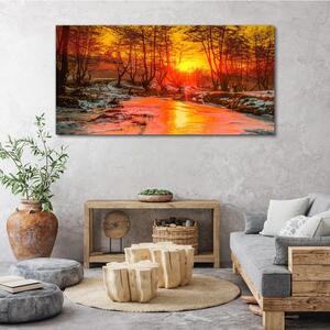 Obraz na plátně Obraz na plátně Lesní řeka Sněhová příroda