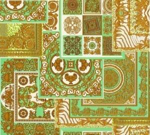 A.S. Création | Vliesová tapeta na zeď Versace 37048-2 | 0,70 x 10,05 m | zelená, bílá, zlatá, hnědá