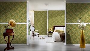A.S. Création | Vliesová tapeta na zeď Versace 36692-6 | 0,70 x 10,05 m | zelená, žlutá, hnědá