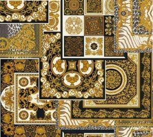 A.S. Création | Vliesová tapeta na zeď Versace 37048-3 | 0,70 x 10,05 m | černá, bílá, zlatá, šedá