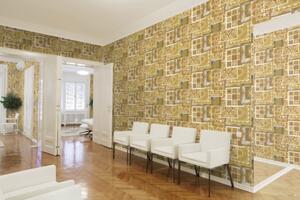 A.S. Création | Vliesová tapeta na zeď Versace 37048-4 | 0,70 x 10,05 m | bílá, krémová, zlatá, šedá, černá, hnědá