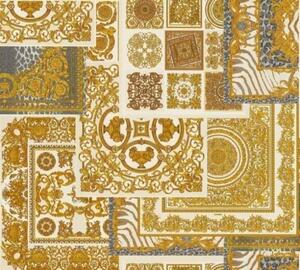 A.S. Création | Vliesová tapeta na zeď Versace 37048-4 | 0,70 x 10,05 m | bílá, krémová, zlatá, šedá, černá, hnědá