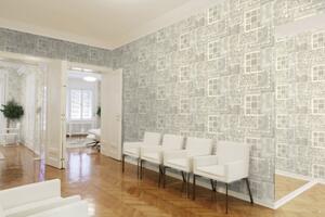 A.S. Création | Vliesová tapeta na zeď Versace 37048-5 | 0,70 x 10,05 m | bílá, šedá, metalická