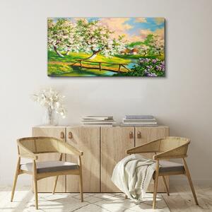 Obraz na plátně Obraz na plátně Řeka strom květiny příroda