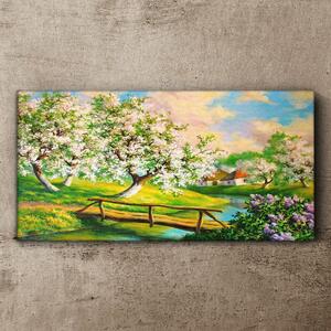 Obraz na plátně Obraz na plátně Řeka strom květiny příroda