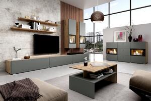 Obývací stěna do obývacího pokoje Baros 10 - Dub artisan / šedý mat - 6 elementow